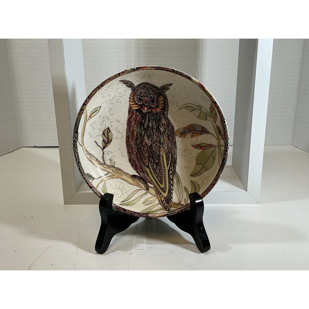 Williams Sonoma Owl Dipping Bowl Discontinued Woodland Bird Ceramic 8 inch